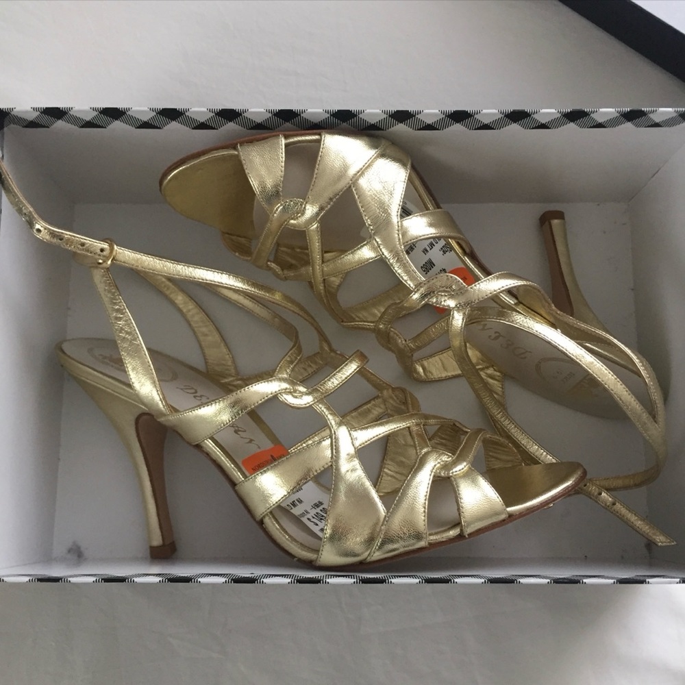 NEW Delman Gold Heels, Sz 8.5